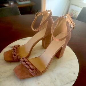 Nicole Miller Rose Suede Heels with Ankle Strap